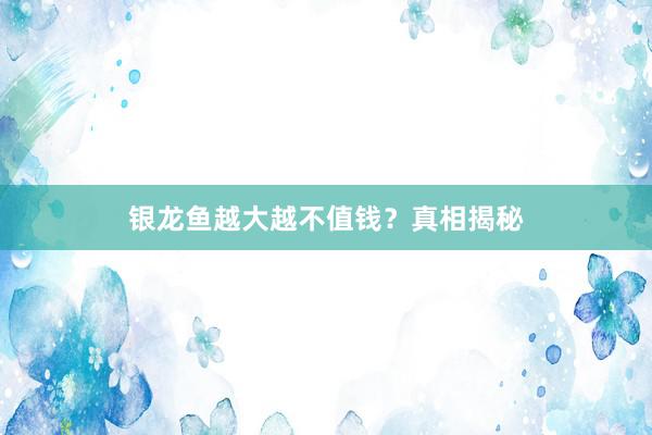 银龙鱼越大越不值钱？真相揭秘